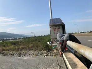 River sediment monitoring station on a bridge
